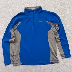 The North Face Mens Large Quarter Zip Base Layer Pullover Flash Dry Blue Top
